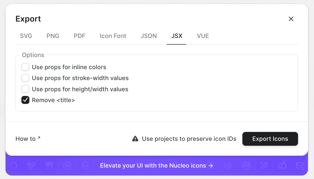 Nucleo Export
Settings